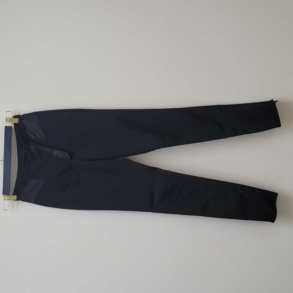 ALEXANDER WANG Black Stretch Satin Trim Zippers At Hem Pants Size 0